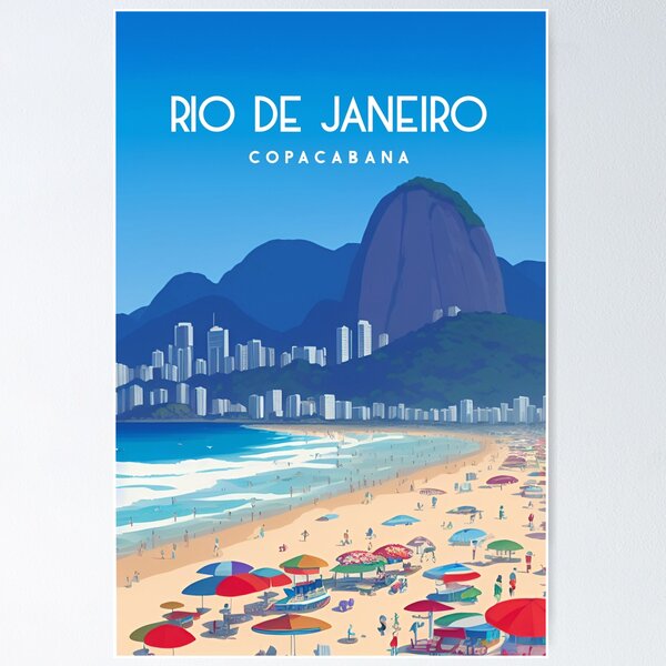 Item preview, Copa cabana rio de janeiro brasil travel poster designed and sold by Arctic frame studio.