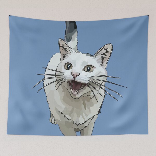 Item preview, White Cat by BeeFoxTree, Laughing Cat by BeeFoxTree, blue  designed and sold by BeeFoxTree.