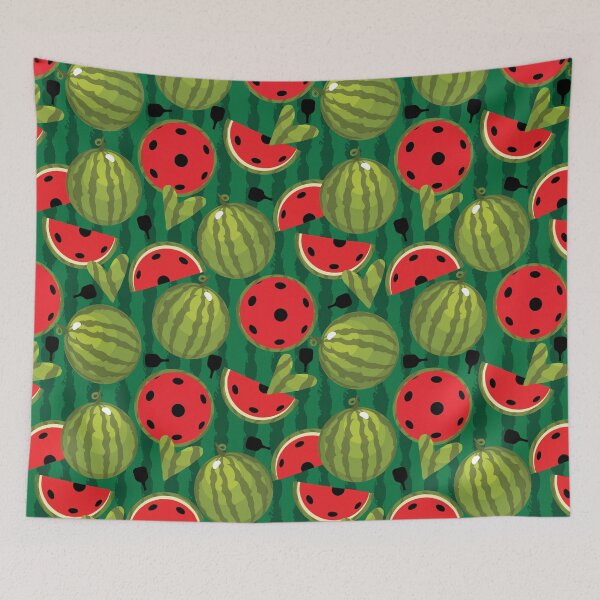Item preview, Watermelon pickleball,  on stripy green designed and sold by EvieWoj.