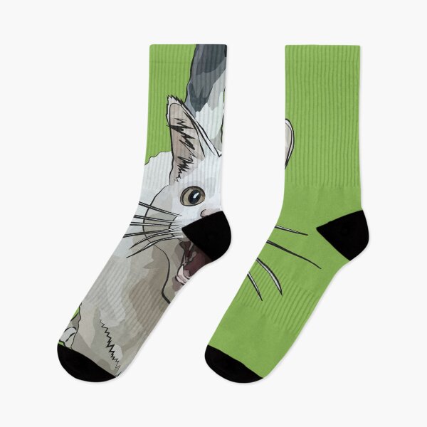 Item preview, White Cat by BeeFoxTree, Laughing Cat by BeeFoxTree, lush green designed and sold by BeeFoxTree.