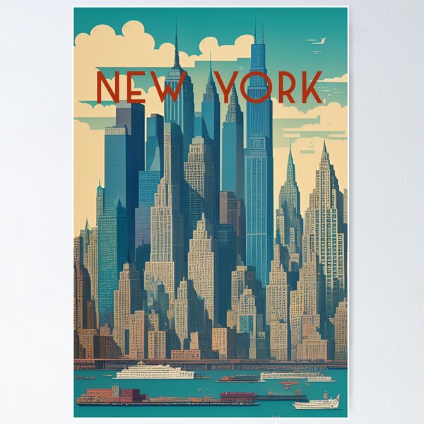 Item preview, New york Manhattan city travel poster  designed and sold by Arctic frame studio.