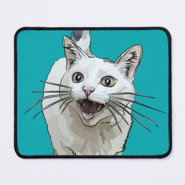 Item preview, White Cat by BeeFoxTree, Laughing Cat by BeeFoxTree, Teal Turquoise designed and sold by BeeFoxTree.