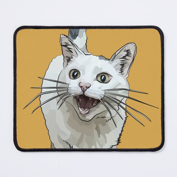 Item preview, White Cat by BeeFoxTree, Laughing Cat by BeeFoxTree, Ochre, Mustard Yellow designed and sold by BeeFoxTree.