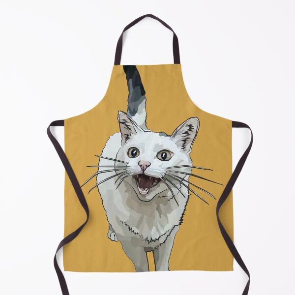 Item preview, White Cat by BeeFoxTree, Laughing Cat by BeeFoxTree, Ochre, Mustard Yellow designed and sold by BeeFoxTree.