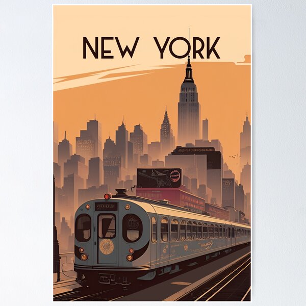 Item preview, New york Manhattan city travel poster  designed and sold by Arctic frame studio.