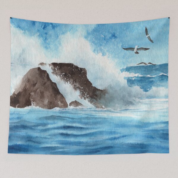 Item preview, Watercolor ocean storm designed and sold by MaryWatercolor.