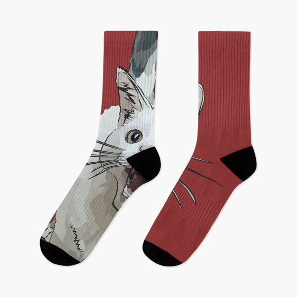 Item preview, White Cat by BeeFoxTree, Laughing Cat by BeeFoxTree, fiery red designed and sold by BeeFoxTree.