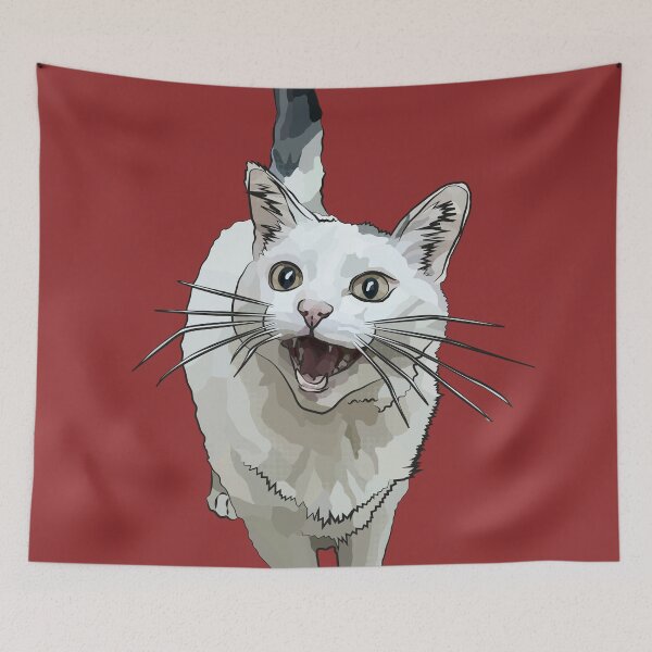 Item preview, White Cat by BeeFoxTree, Laughing Cat by BeeFoxTree, fiery red designed and sold by BeeFoxTree.