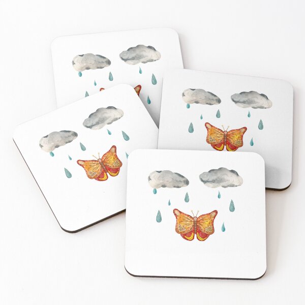 Item preview, Butterfly cloud drop rain textured a watercolor black designed and sold by Yana Mustafina | Boho Soulful Designs.