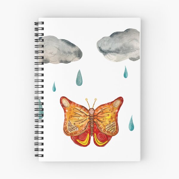 Item preview, Butterfly cloud drop rain textured a watercolor black designed and sold by Yana Mustafina | Boho Soulful Designs.