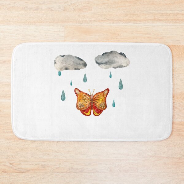 Item preview, Butterfly cloud drop rain textured a watercolor black designed and sold by Yana Mustafina | Boho Soulful Designs.