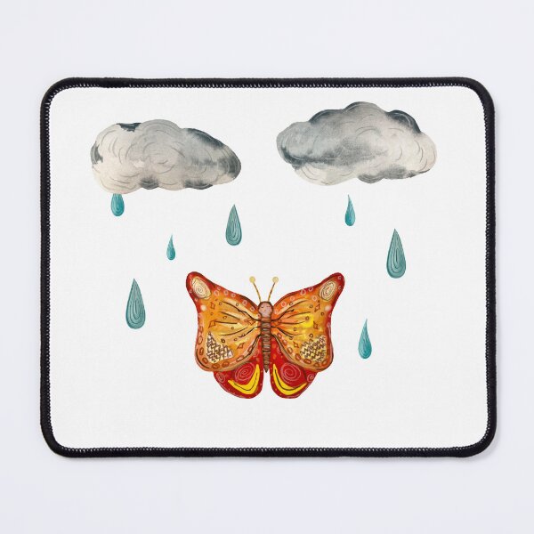 Item preview, Butterfly cloud drop rain textured a watercolor black designed and sold by Yana Mustafina | Boho Soulful Designs.