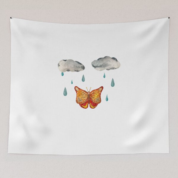Item preview, Butterfly cloud drop rain textured a watercolor black designed and sold by Yana Mustafina | Boho Soulful Designs.
