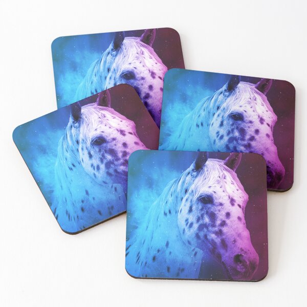 Item preview, Appaloosa horse close up portrait in blue and violet designed and sold by NickoPrints.