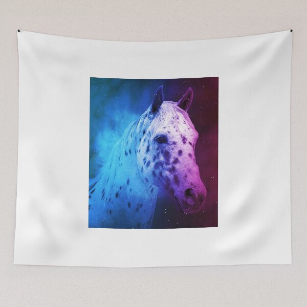 Item preview, Appaloosa horse close up portrait in blue and violet designed and sold by NickoPrints.
