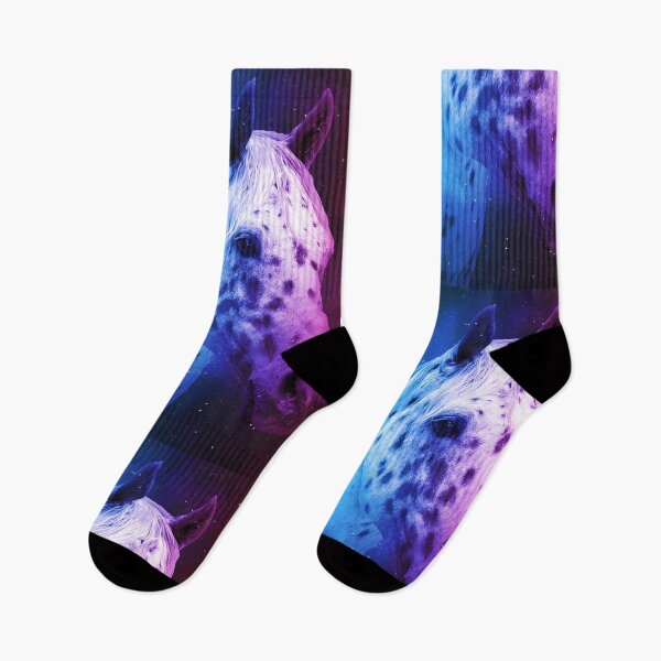 Item preview, Appaloosa horse close up portrait in blue and violet designed and sold by NickoPrints.