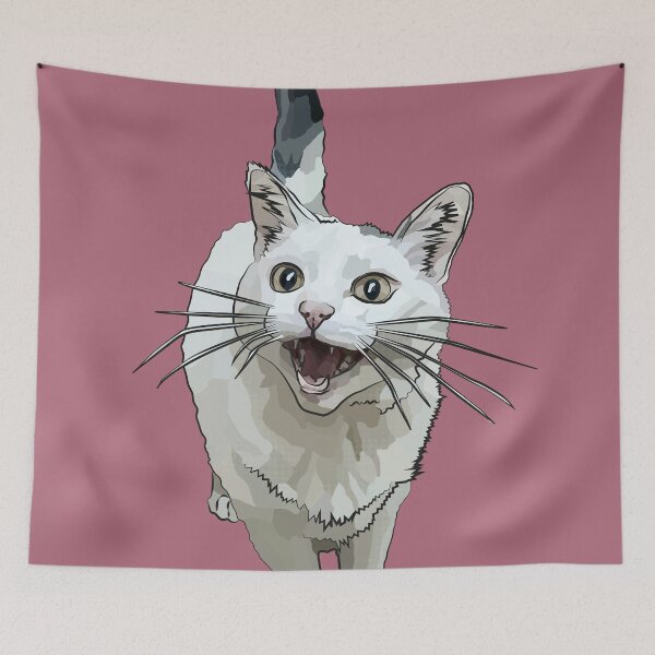 Item preview, White Cat by BeeFoxTree, Laughing Cat by BeeFoxTree, pink designed and sold by BeeFoxTree.