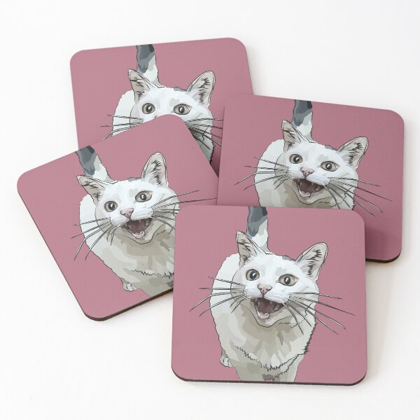 Item preview, White Cat by BeeFoxTree, Laughing Cat by BeeFoxTree, pink designed and sold by BeeFoxTree.