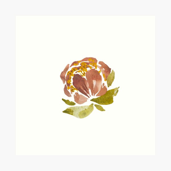 Item preview, Peony pink pastel flower green leaf watercolor designed and sold by Calligramus | Self-Love, Mental Health & Soft Feminism Design.