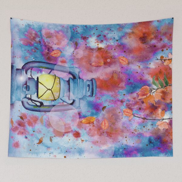 Item preview, Watercolor lit lantern under the blooming pink bougainvillea designed and sold by MaryWatercolor.
