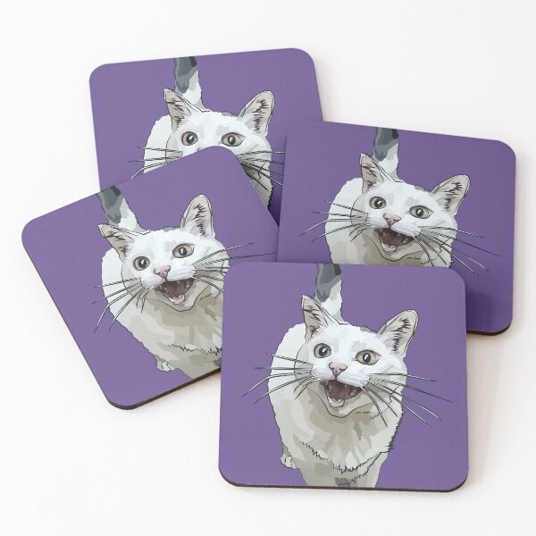 Item preview, White Cat by BeeFoxTree, Laughing Cat by BeeFoxTree, ultraviolet purple designed and sold by BeeFoxTree.