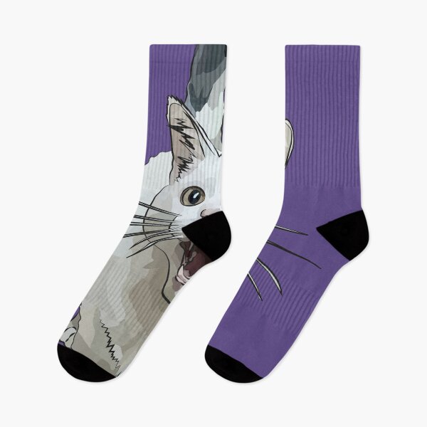 Item preview, White Cat by BeeFoxTree, Laughing Cat by BeeFoxTree, ultraviolet purple designed and sold by BeeFoxTree.