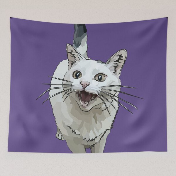 Item preview, White Cat by BeeFoxTree, Laughing Cat by BeeFoxTree, ultraviolet purple designed and sold by BeeFoxTree.