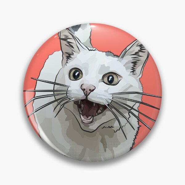 Item preview, White Cat by BeeFoxTree, Laughing Cat by BeeFoxTree, Coral, orange, terracotta  designed and sold by BeeFoxTree.