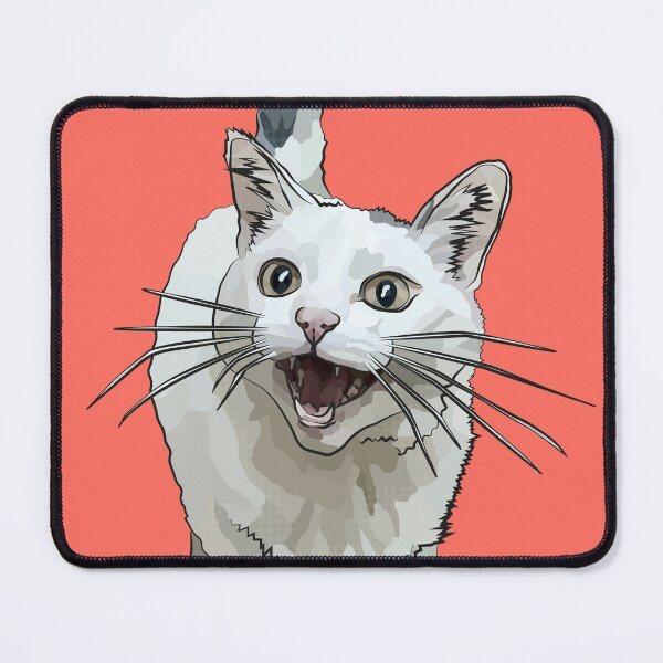 Item preview, White Cat by BeeFoxTree, Laughing Cat by BeeFoxTree, Coral, orange, terracotta designed and sold by BeeFoxTree.