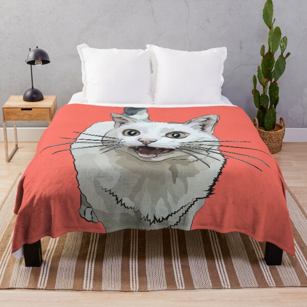 Item preview, White Cat by BeeFoxTree, Laughing Cat by BeeFoxTree, Coral, orange, terracotta designed and sold by BeeFoxTree.