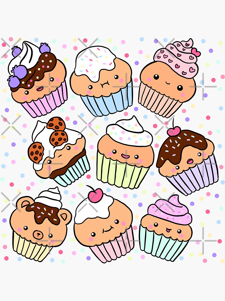 Cute cupcake illustration  Sticker for Sale by Yarafantasyart