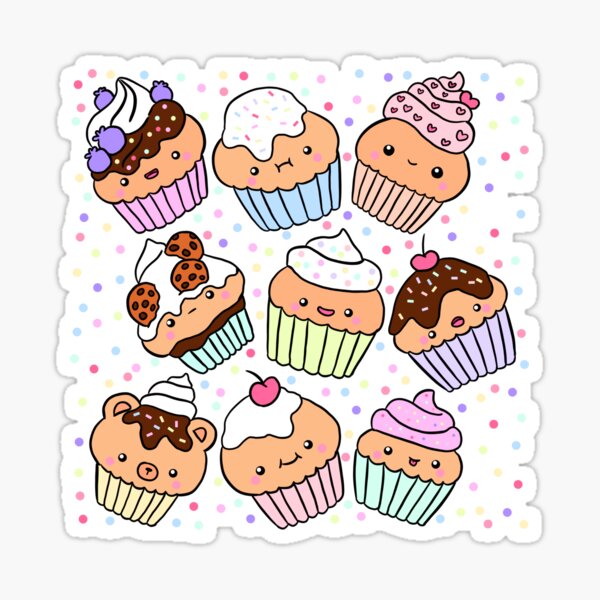 Cute cupcake illustration  Sticker for Sale by Yarafantasyart