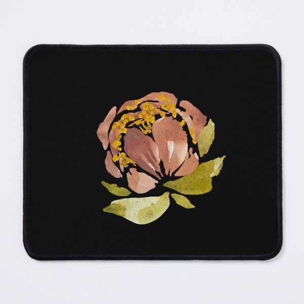 Item preview, Peony pink pastel flower green leaf watercolor black designed and sold by Yana Mustafina | Boho Soulful Designs.