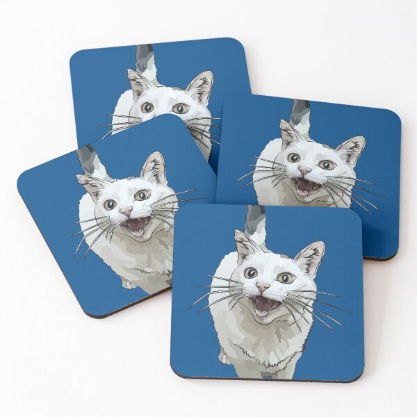Item preview, White Cat by BeeFoxTree, Laughing Cat by BeeFoxTree, denim blue designed and sold by BeeFoxTree.