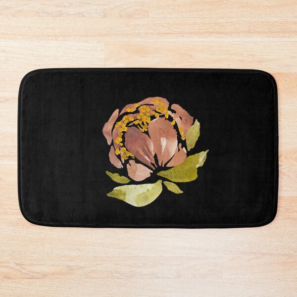 Item preview, Peony pink pastel flower green leaf watercolor black designed and sold by Yana Mustafina | Boho Soulful Designs.