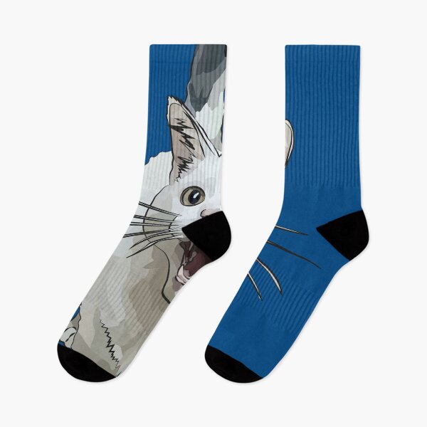 Item preview, White Cat by BeeFoxTree, Laughing Cat by BeeFoxTree, denim blue designed and sold by BeeFoxTree.