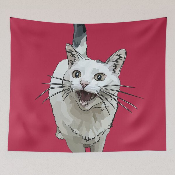 Item preview, White Cat by BeeFoxTree, Laughing Cat by BeeFoxTree, Viva Magenta designed and sold by BeeFoxTree.