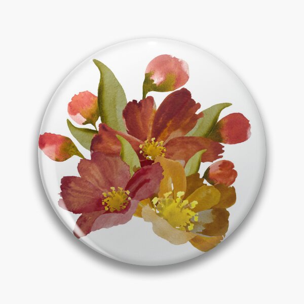 Item preview, Bouquet peony flower red yellow watercolor sketch designed and sold by Yana Mustafina | Boho Soulful Designs.