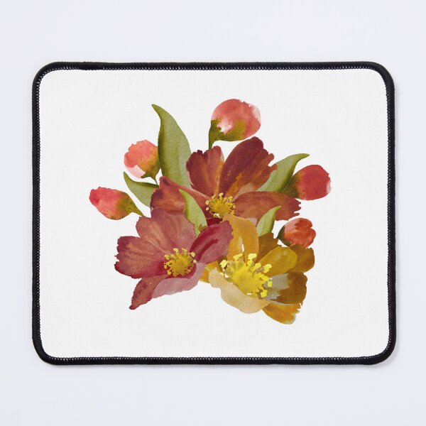 Item preview, Bouquet peony flower red yellow watercolor sketch designed and sold by Yana Mustafina | Boho Soulful Designs.