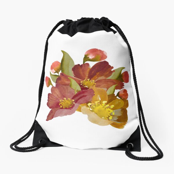 Item preview, Bouquet peony flower red yellow watercolor sketch designed and sold by Calligramus | Self-Love, Mental Health & Soft Feminism Design.
