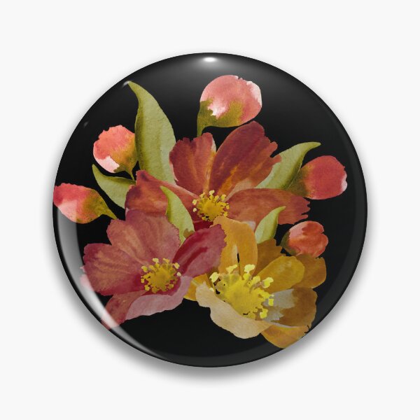 Item preview, Bouquet peony flower red yellow watercolor sketch black designed and sold by Yana Mustafina | Boho Soulful Designs.