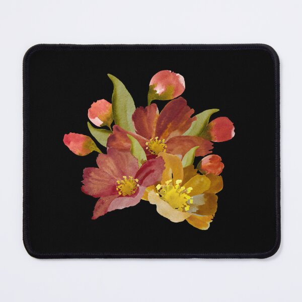 Item preview, Bouquet peony flower red yellow watercolor sketch black designed and sold by Yana Mustafina | Boho Soulful Designs.