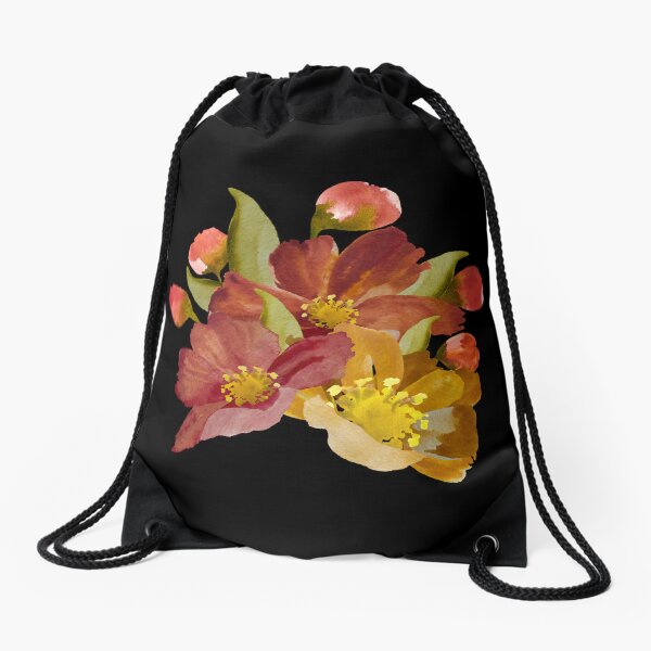 Item preview, Bouquet peony flower red yellow watercolor sketch black designed and sold by Calligramus | Self-Love, Mental Health & Soft Feminism Design.
