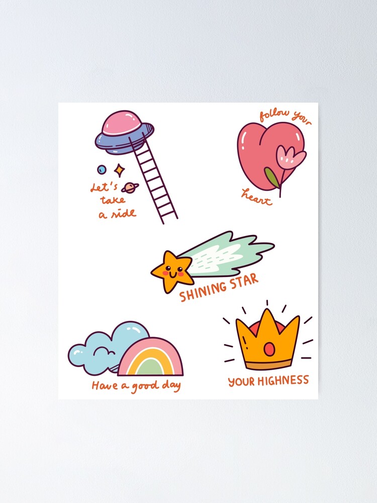 Pick of cute and positive stickers  Poster for Sale by fattim3