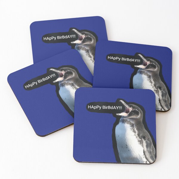 Artikelvorschau, Galapagos Penguin Happy Birbday (Blue #0F1D7B background) entworfen und verkauft von SBPenguins.
