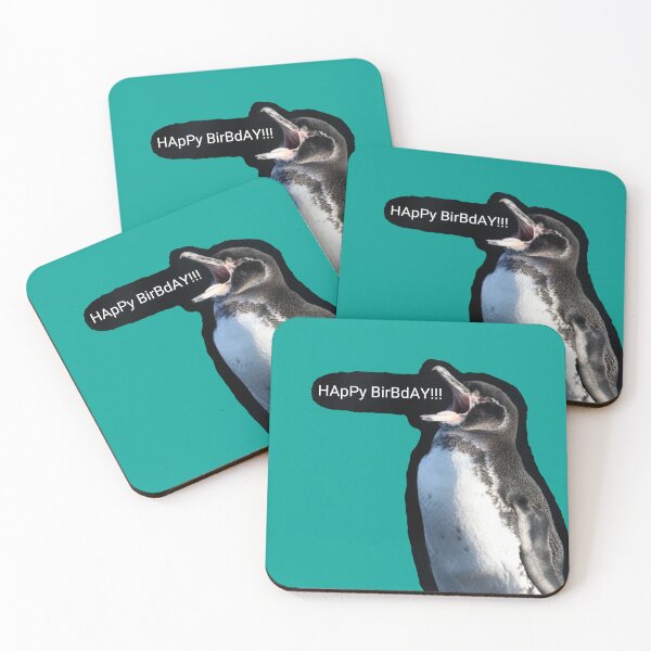 Artikelvorschau, Galapagos Penguin Happy Birbday (Teal #03A096 background) entworfen und verkauft von SBPenguins.