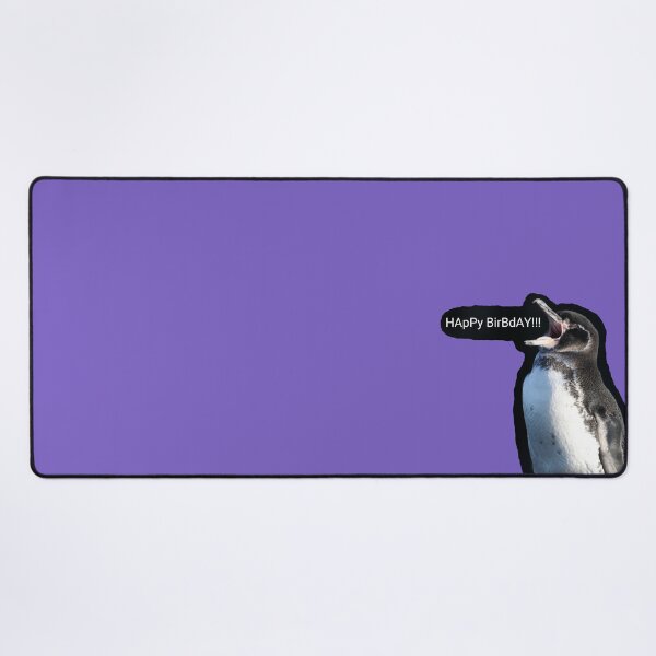Artikelvorschau, Galapagos Penguin Happy Birbday (Light Purple #795FC1 background) entworfen und verkauft von SBPenguins.