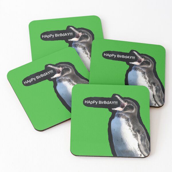 Artikelvorschau, Galapagos Penguin Happy Birbday (Bright Green #35B02C background) entworfen und verkauft von SBPenguins.