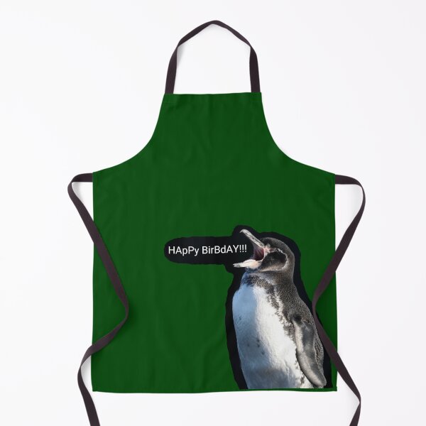 Artikelvorschau, Galapagos Penguin Happy Birbday (Dark Green #014606 background) entworfen und verkauft von SBPenguins.