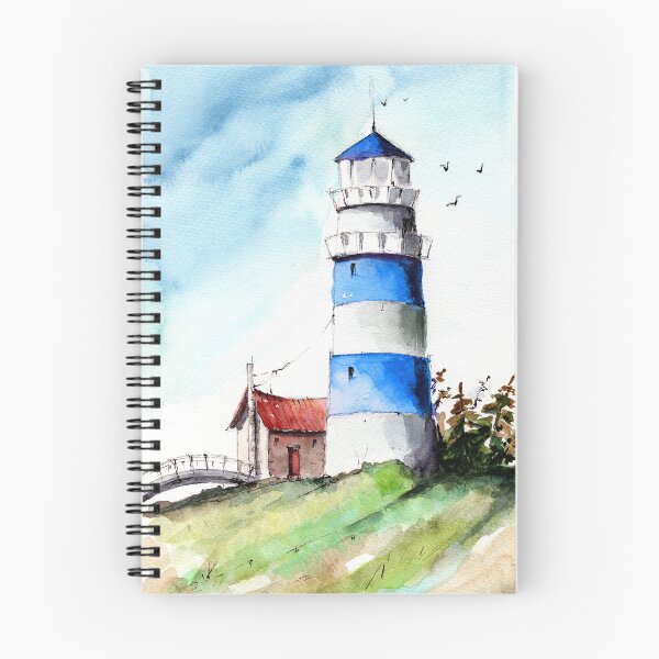 Item preview, Watercolor white and blue lighthouse designed and sold by MaryWatercolor.